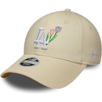 Czapki zakrzywiona beżowy taśma regulowana 9FORTY Flower Icon Los Angeles Dodgers MLB New Era
