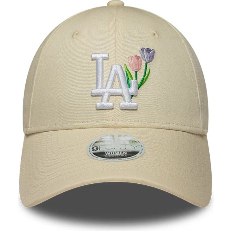 czapki-zakrzywiona-bezowy-tasma-regulowana-9forty-flower-icon-los-angeles-dodgers-mlb-new-era