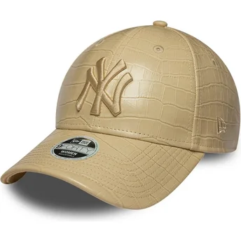 Czapki zakrzywiona beżowy taśma regulowana 9FORTY PU Pattern New York Yankees MLB New Era