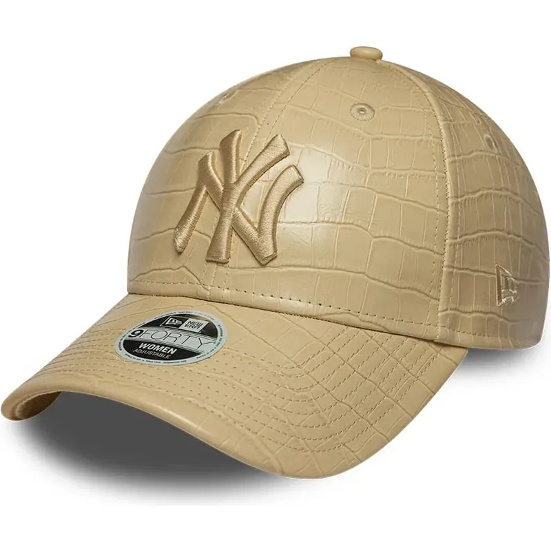 czapki-zakrzywiona-bezowy-tasma-regulowana-9forty-pu-pattern-new-york-yankees-mlb-new-era