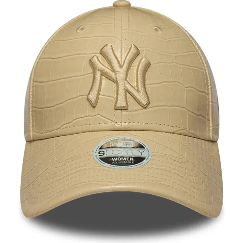 czapki-zakrzywiona-bezowy-tasma-regulowana-9forty-pu-pattern-new-york-yankees-mlb-new-era