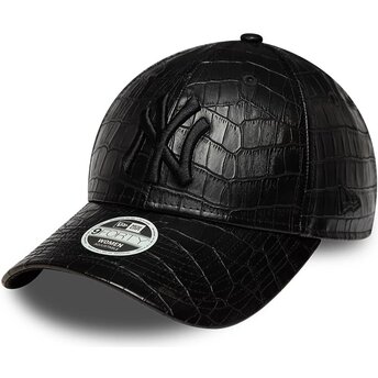 Czapki zakrzywiona czarny taśma regulowana 9FORTY PU Pattern New York Yankees MLB New Era