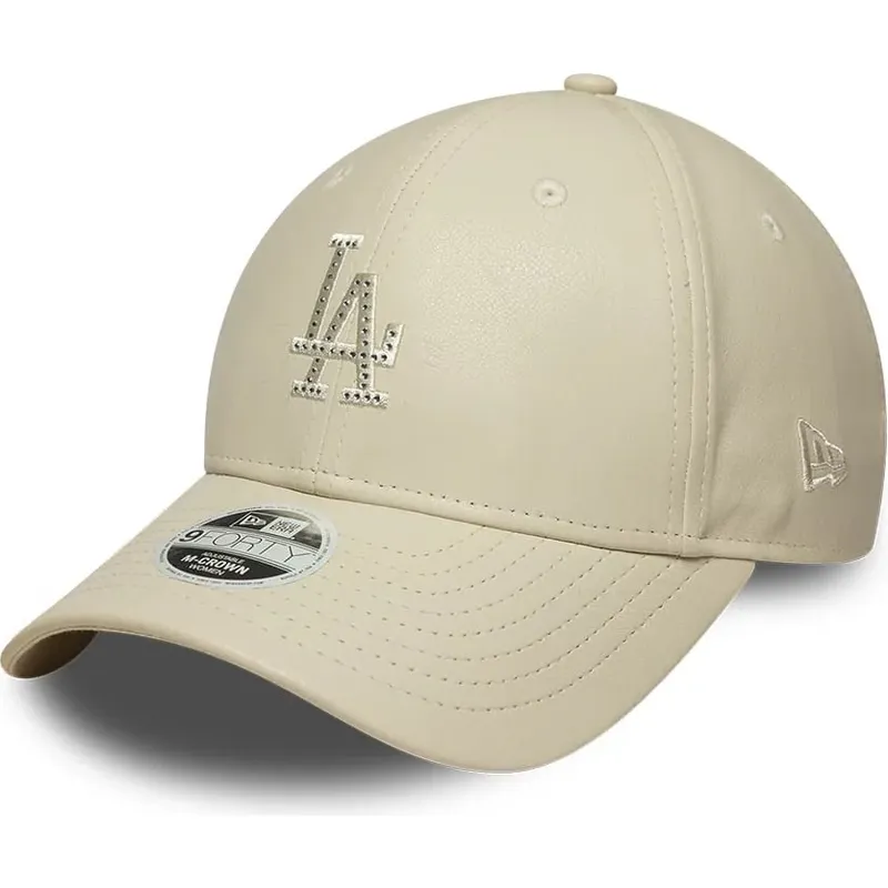 czapki-zakrzywiona-bezowy-snapback-9forty-m-crown-pu-diamante-los-angeles-dodgers-mlb-new-era