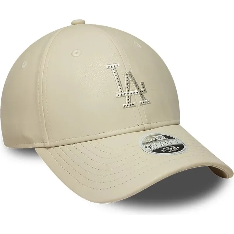 czapki-zakrzywiona-bezowy-snapback-9forty-m-crown-pu-diamante-los-angeles-dodgers-mlb-new-era