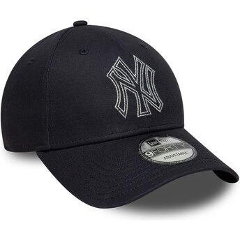 Czapki zakrzywiona granatowy taśma regulowana 9FORTY Metallic Outline New York Yankees MLB New Era