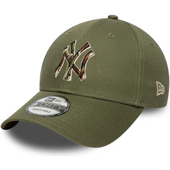 Czapki zakrzywiona zielony taśma regulowana 9FORTY Outline Camo New York Yankees MLB New Era