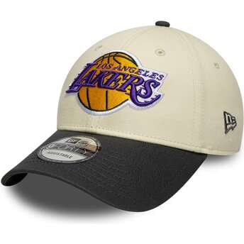 Czapki zakrzywiona beżowy taśma regulowana 9FORTY Colour Block Los Angeles Lakers NBA New Era