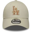 czapki-zakrzywiona-bezowy-tasma-regulowana-9forty-faux-pony-infill-los-angeles-dodgers-mlb-new-era