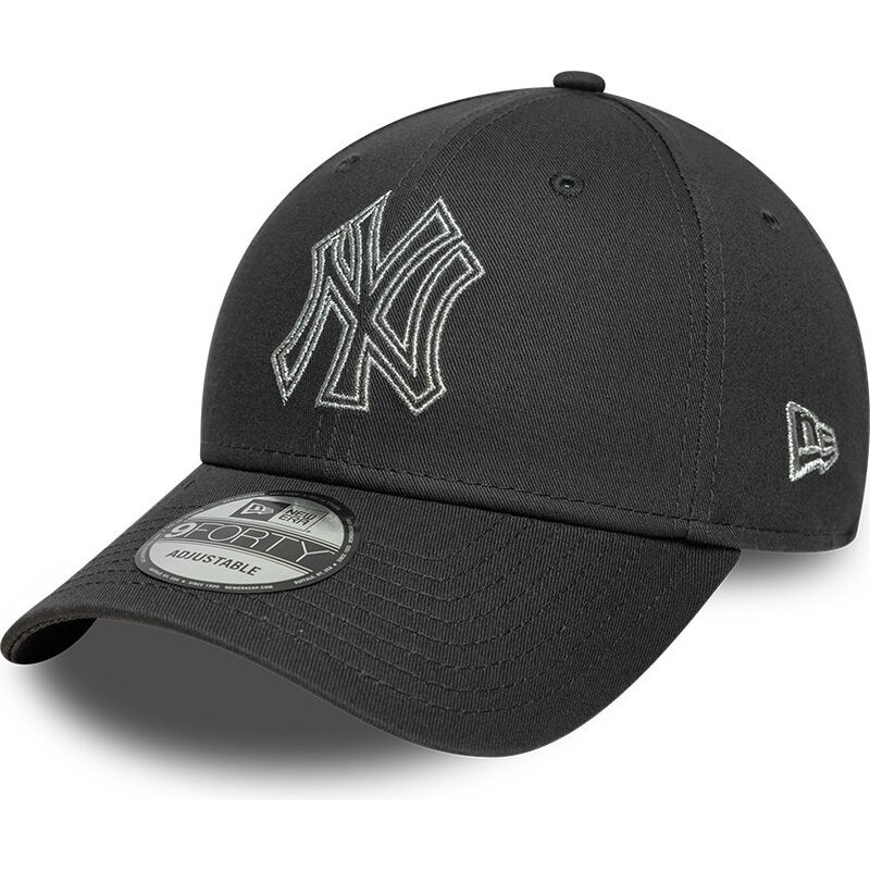 czapki-zakrzywiona-szary-tasma-regulowana-9forty-metallic-outline-new-york-yankees-mlb-new-era