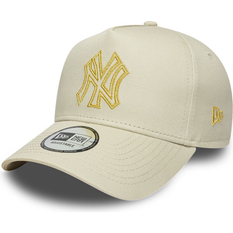 czapki-zakrzywiona-bezowy-snapback-dorado-e-frame-metallic-outline-new-york-yankees-mlb-new-era