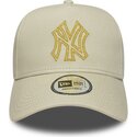 czapki-zakrzywiona-bezowy-snapback-dorado-e-frame-metallic-outline-new-york-yankees-mlb-new-era