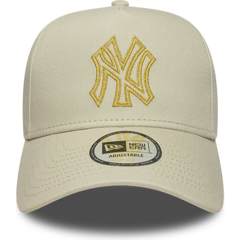 czapki-zakrzywiona-bezowy-snapback-dorado-e-frame-metallic-outline-new-york-yankees-mlb-new-era