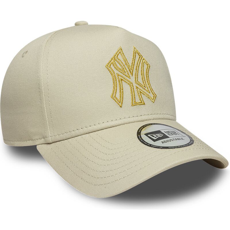 czapki-zakrzywiona-bezowy-snapback-dorado-e-frame-metallic-outline-new-york-yankees-mlb-new-era