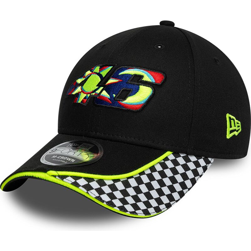 czapki-zakrzywiona-czarny-tasma-regulowana-9forty-m-crown-check-valentino-rossi-vr46-motogp-new-era czapki-zakrzywiona-czarny-tasma-regulowana-9forty-m-crown-check-valentino-rossi-vr46-motogp-new-era