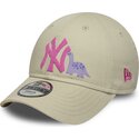 czapki-zakrzywiona-bezowy-tasma-regulowana-dla-dziecka-rosa-9forty-dino-icon-new-york-yankees-mlb-new-era