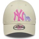 czapki-zakrzywiona-bezowy-tasma-regulowana-dla-dziecka-rosa-9forty-dino-icon-new-york-yankees-mlb-new-era