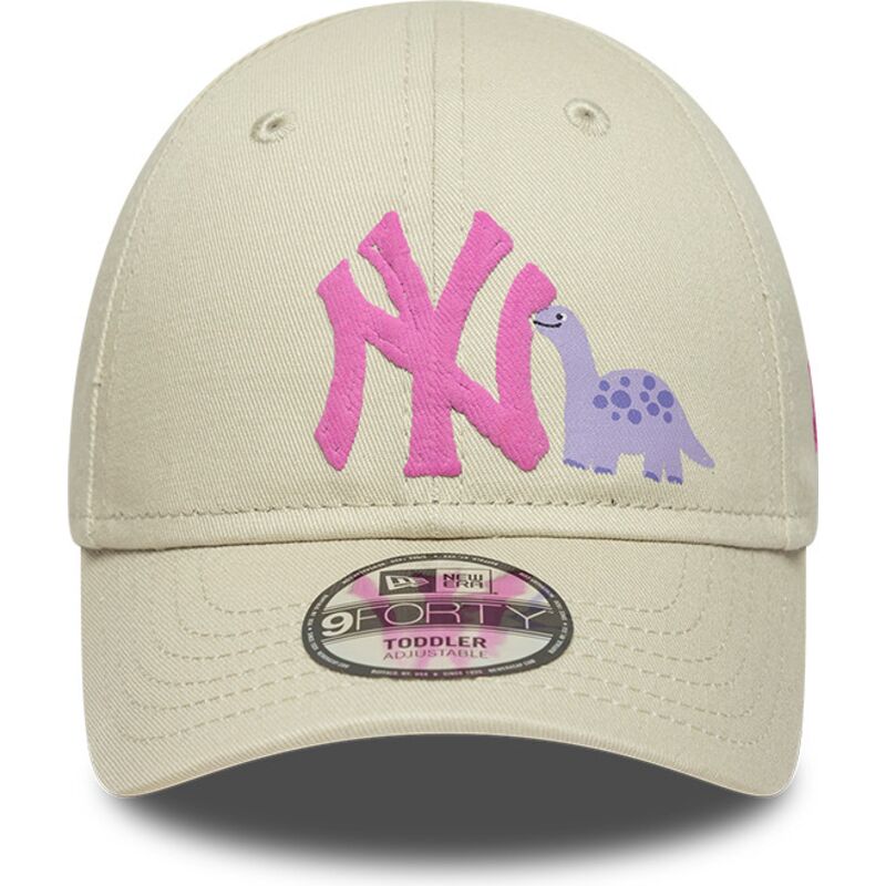 czapki-zakrzywiona-bezowy-tasma-regulowana-dla-dziecka-rosa-9forty-dino-icon-new-york-yankees-mlb-new-era