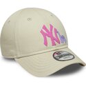 czapki-zakrzywiona-bezowy-tasma-regulowana-dla-dziecka-rosa-9forty-dino-icon-new-york-yankees-mlb-new-era