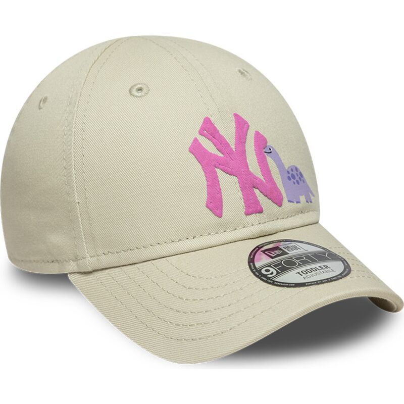 czapki-zakrzywiona-bezowy-tasma-regulowana-dla-dziecka-rosa-9forty-dino-icon-new-york-yankees-mlb-new-era