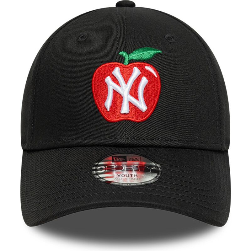 czapki-zakrzywiona-czarny-tasma-regulowana-dla-dziecka-9forty-fruit-icon-apple-new-york-yankees-mlb-new-era