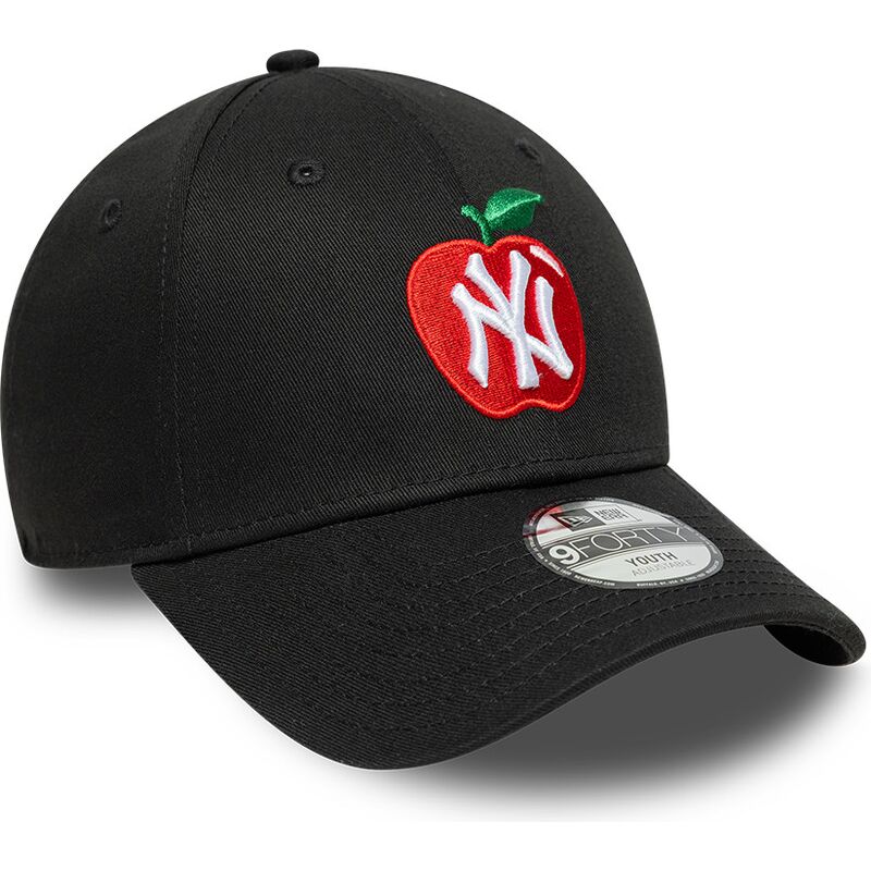 czapki-zakrzywiona-czarny-tasma-regulowana-dla-dziecka-9forty-fruit-icon-apple-new-york-yankees-mlb-new-era
