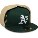 czapki-plaska-zielony-dopasowany-59fifty-dogear-world-series-oakland-athletics-mlb-new-era