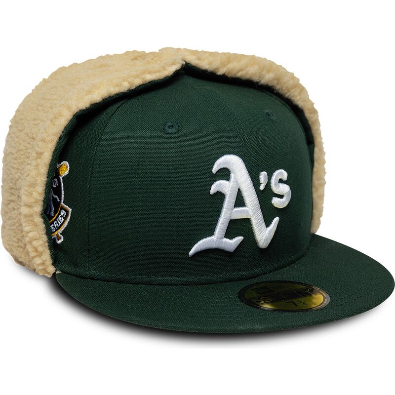 czapki-plaska-zielony-dopasowany-59fifty-dogear-world-series-oakland-athletics-mlb-new-era