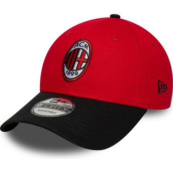 Czapki zakrzywiona czerwony taśma regulowana 9FORTY Contrast AC Milan Serie A New Era