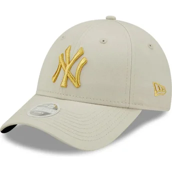 Czapki zakrzywiona beżowy taśma regulowana dorado 9FORTY Metallic New York Yankees MLB New Era