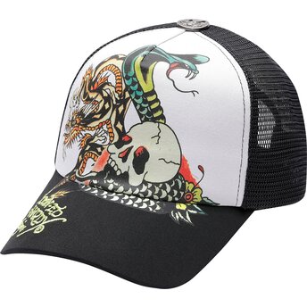 Czapki zakrzywiona czarny snapback Snake And Skull Ed Hardy