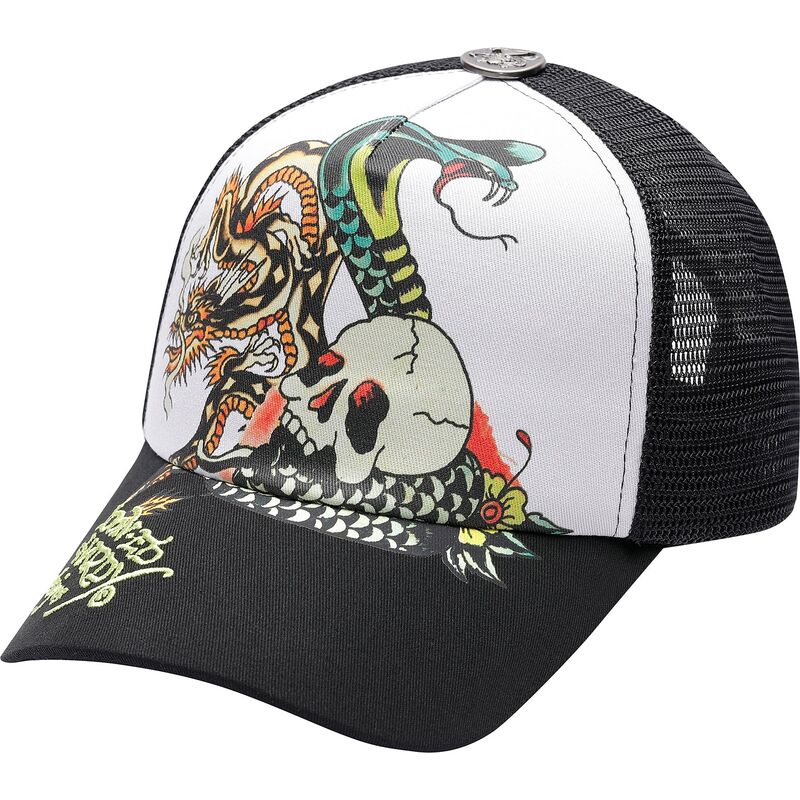 czapki-zakrzywiona-czarny-snapback-snake-and-skull-ed-hardy