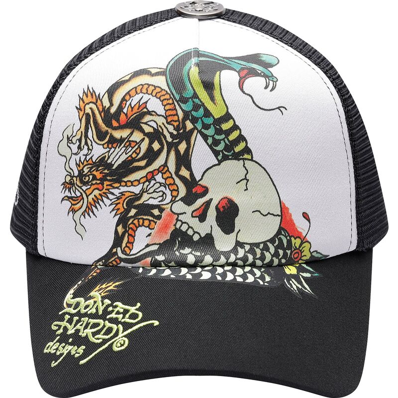 czapki-zakrzywiona-czarny-snapback-snake-and-skull-ed-hardy
