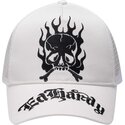 czapki-zakrzywiona-bialy-snapback-gothic-skull-in-flames-ed-hardy