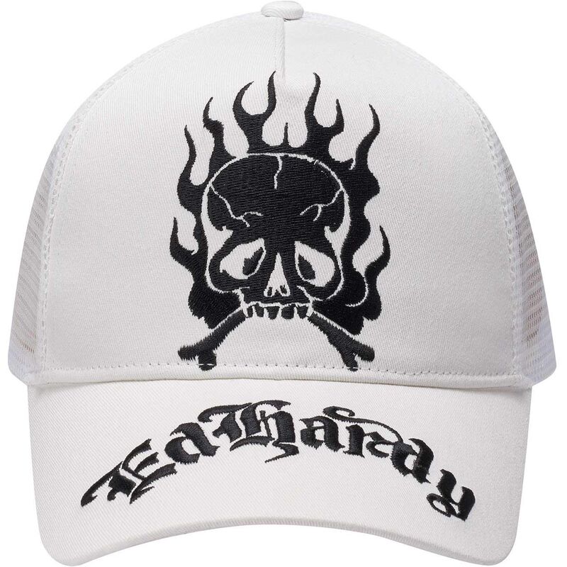 czapki-zakrzywiona-bialy-snapback-gothic-skull-in-flames-ed-hardy