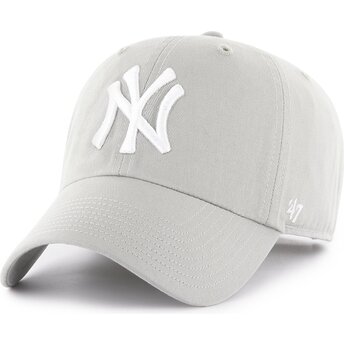 Czapki zakrzywiona szary taśma regulowana Clean Up No Loop Label New York Yankees MLB 47 Brand