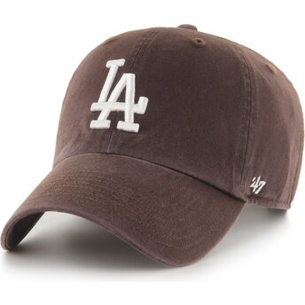 Czapki zakrzywiona brązowy taśma regulowana Clean Up No Loop Label Los Angeles Dodgers MLB 47 Brand