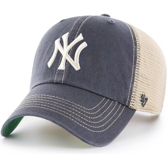 Czapki zakrzywiona szary snapback Clean Up Trawler Vintage Navy New York Yankees MLB 47 Brand