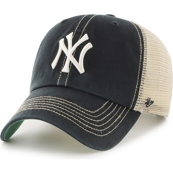 Czapki zakrzywiona czarny snapback Clean Up Trawler New York Yankees MLB 47 Brand