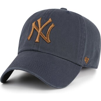 Czapki zakrzywiona szary taśma regulowana Clean Up Contrast Vintage Navy New York Yankees MLB 47 Brand