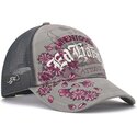 czapki-zakrzywiona-szary-snapback-floral-tattoo-city-vintage-wash-ed-hardy