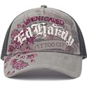 czapki-zakrzywiona-szary-snapback-floral-tattoo-city-vintage-wash-ed-hardy