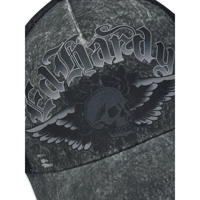 czapki-zakrzywiona-szary-snapback-flaming-gothic-skull-washed-ed-hardy