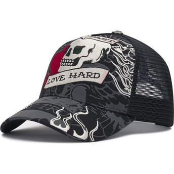 Czapki zakrzywiona czarny snapback Live Fast Love Hard Ed Hardy