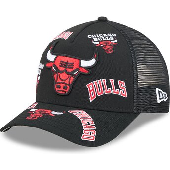 Czapki zakrzywiona czarny snapback 9FORTY M-Crown A Frame All Over Chicago Bulls NBA New Era