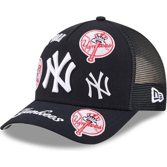 Czapki zakrzywiona granatowy snapback 9FORTY M-Crown A Frame All Over New York Yankees MLB New Era