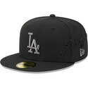 czapki-plaska-czarny-dopasowany-59fifty-side-script-los-angeles-dodgers-mlb-new-era
