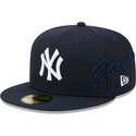 czapki-plaska-granatowy-dopasowany-59fifty-side-script-new-york-yankees-mlb-new-era