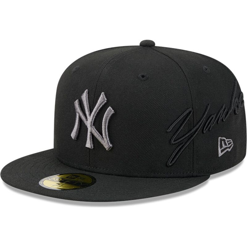 czapki-plaska-czarny-dopasowany-59fifty-side-script-new-york-yankees-mlb-new-era