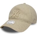 czapki-zakrzywiona-bezowy-tasma-regulowana-9twenty-a-frame-melton-luxe-new-york-yankees-mlb-new-era