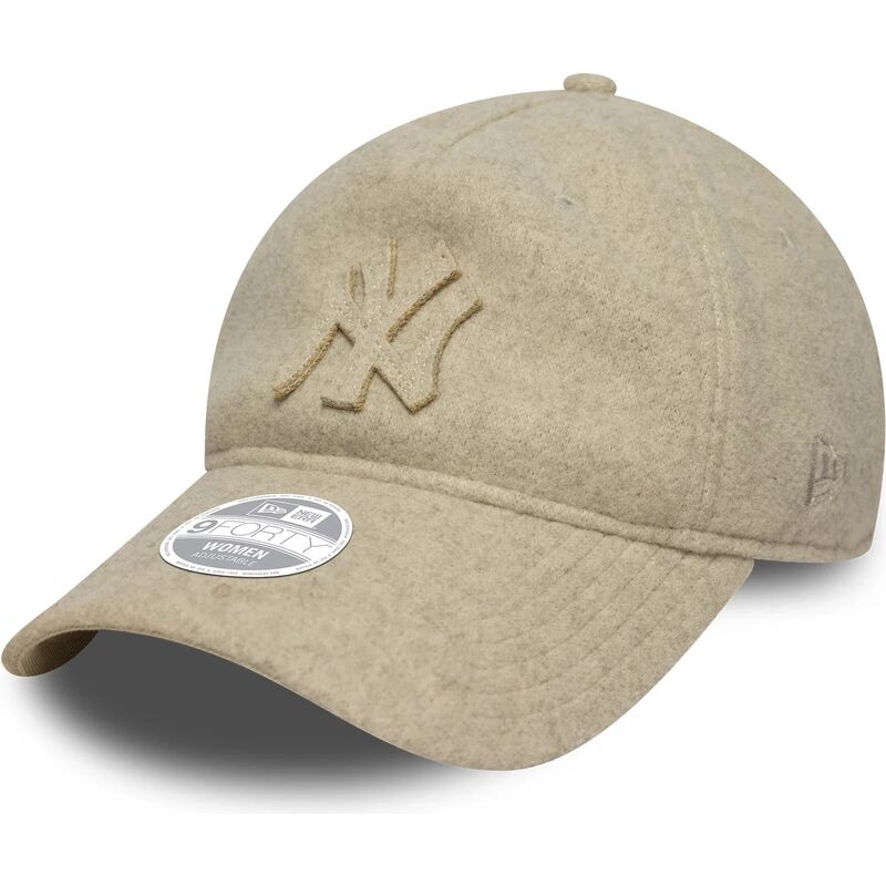 czapki-zakrzywiona-bezowy-tasma-regulowana-9twenty-a-frame-melton-luxe-new-york-yankees-mlb-new-era